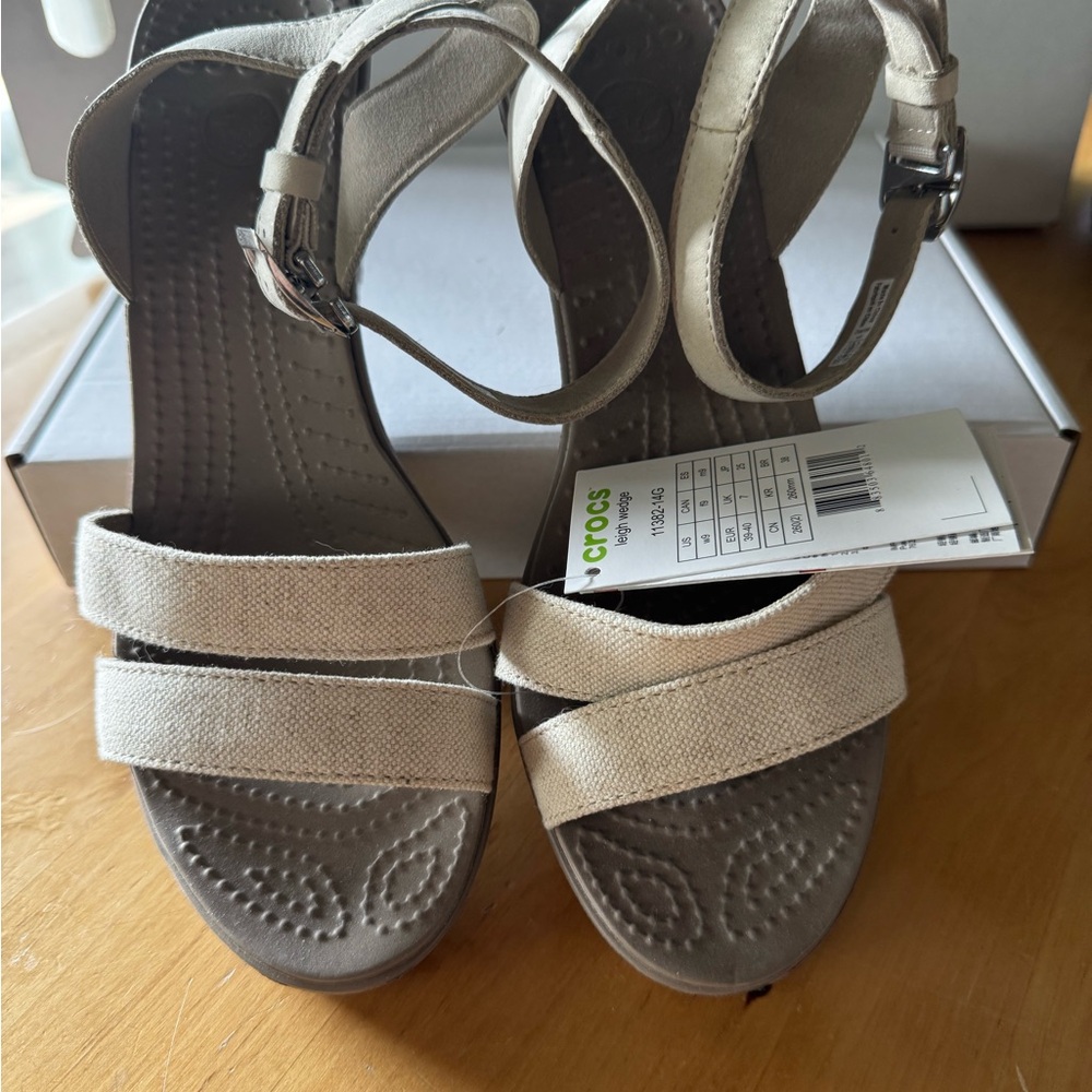 Crocs Women's “Leigh” Beige wedge Sandals